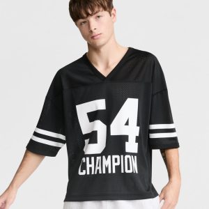YEARBOOK MESH FOOTBALL TEE, V-NECK