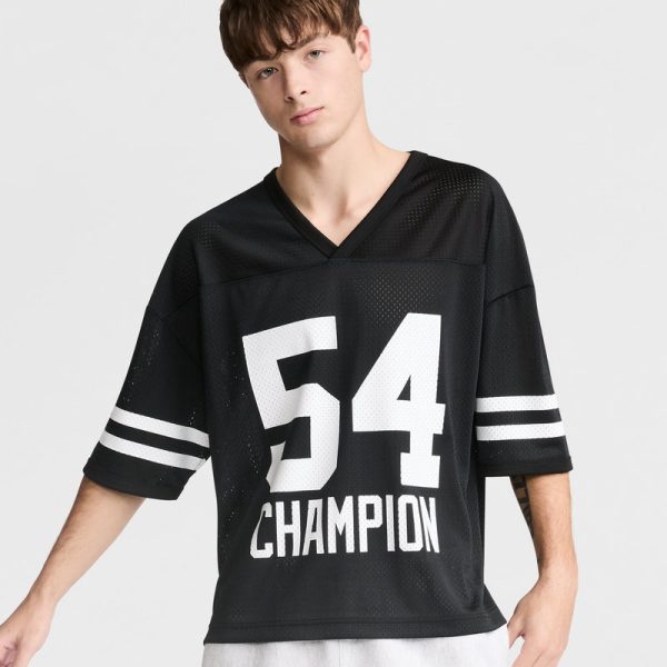 YEARBOOK MESH FOOTBALL TEE, V-NECK
