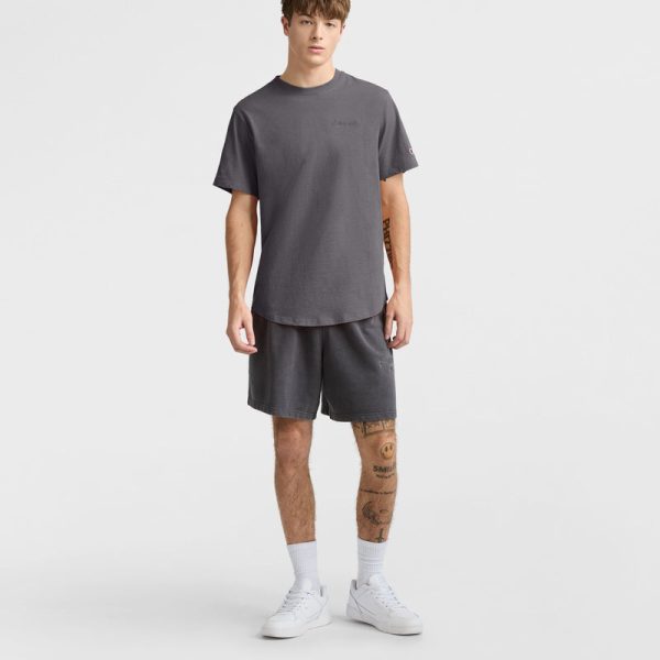CURVED HEM SLUB T-SHIRT, EMBROIDERED SCRIPT - Image 4