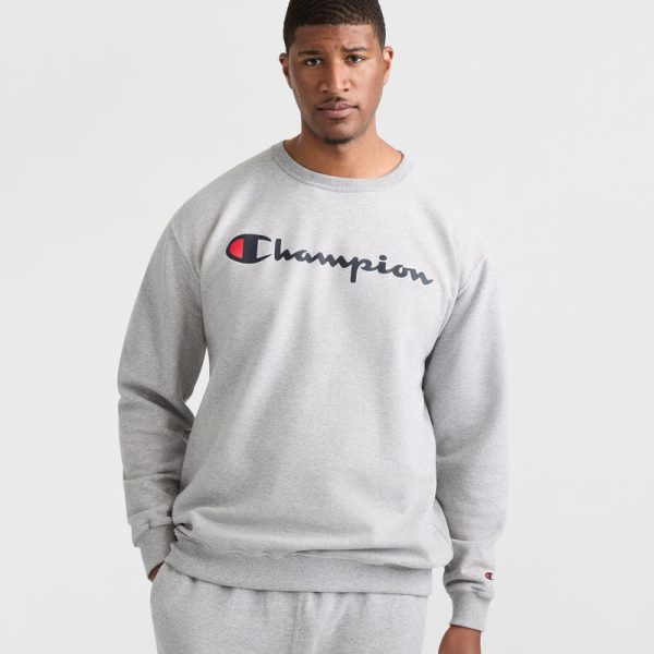 POWERBLEND CREWNECK SWEATSHIRT, SCRIPT LOGO - BIG & TALL
