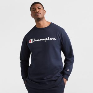 POWERBLEND CREWNECK SWEATSHIRT, SCRIPT LOGO - BIG & TALL