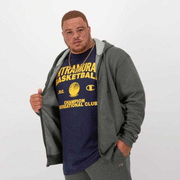 POWERBLEND FULL ZIP HOODIE, C LOGO - BIG & TALL - Image 2