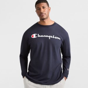 CLASSIC GRAPHIC LONG-SLEEVE T-SHIRT, SCRIPT LOGO - BIG & TALL