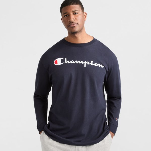 CLASSIC GRAPHIC LONG-SLEEVE T-SHIRT, SCRIPT LOGO - BIG & TALL