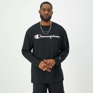 CLASSIC GRAPHIC LONG-SLEEVE T-SHIRT, SCRIPT LOGO - BIG & TALL