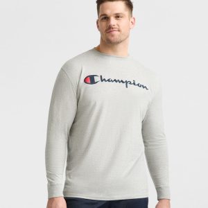 CLASSIC GRAPHIC LONG-SLEEVE T-SHIRT, SCRIPT LOGO - BIG & TALL