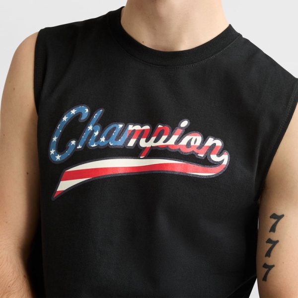 CLASSIC GRAPHIC MUSCLE TANK, USA FLAG SCRIPT - Image 3