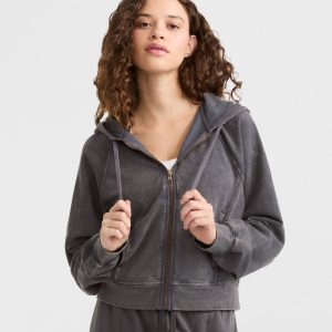 VINTAGE WASH ZIP-UP HOODIE, C LOGO