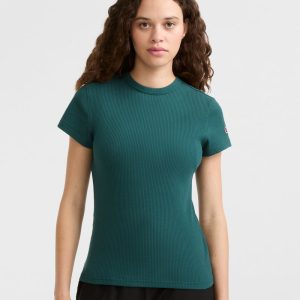 SLIM RIBBED TEE, ICONIC C PATCH