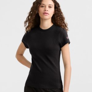 SLIM RIBBED TEE, ICONIC C PATCH