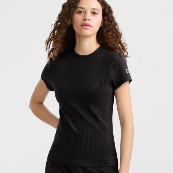 SLIM RIBBED TEE, ICONIC C PATCH