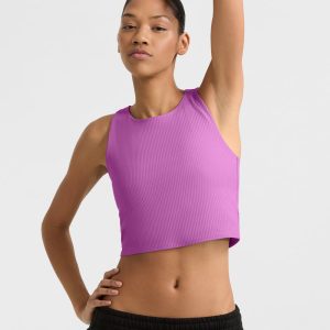 SOFT TOUCH RIBBED CROPPED TANK TOP, C LOGO