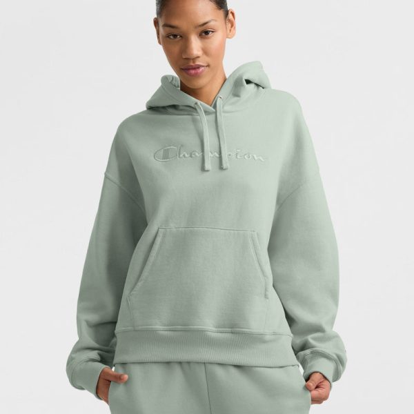 POWERBLEND HOODIE, RELAXED, FULL EMBROIDERED SCRIPT LOGO