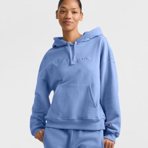 POWERBLEND HOODIE, RELAXED, FULL EMBROIDERED SCRIPT LOGO