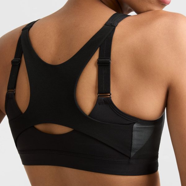 MOTION CONTROL ZIP SPORTS BRA, WIREFREE, SCRIPT LOGO - Image 4