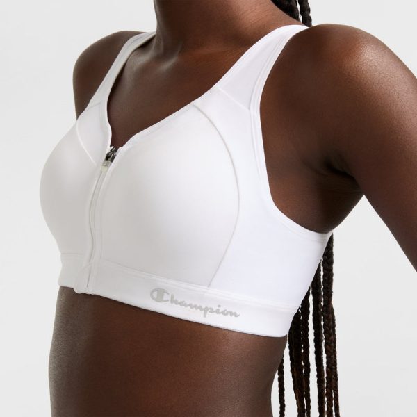 MOTION CONTROL ZIP SPORTS BRA, WIREFREE, SCRIPT LOGO - Image 3